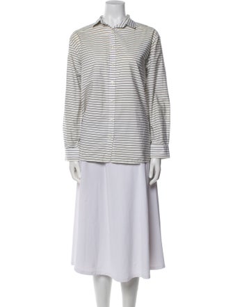 TOTEME Capri Striped Long Sleeve Striped Button-Up Top