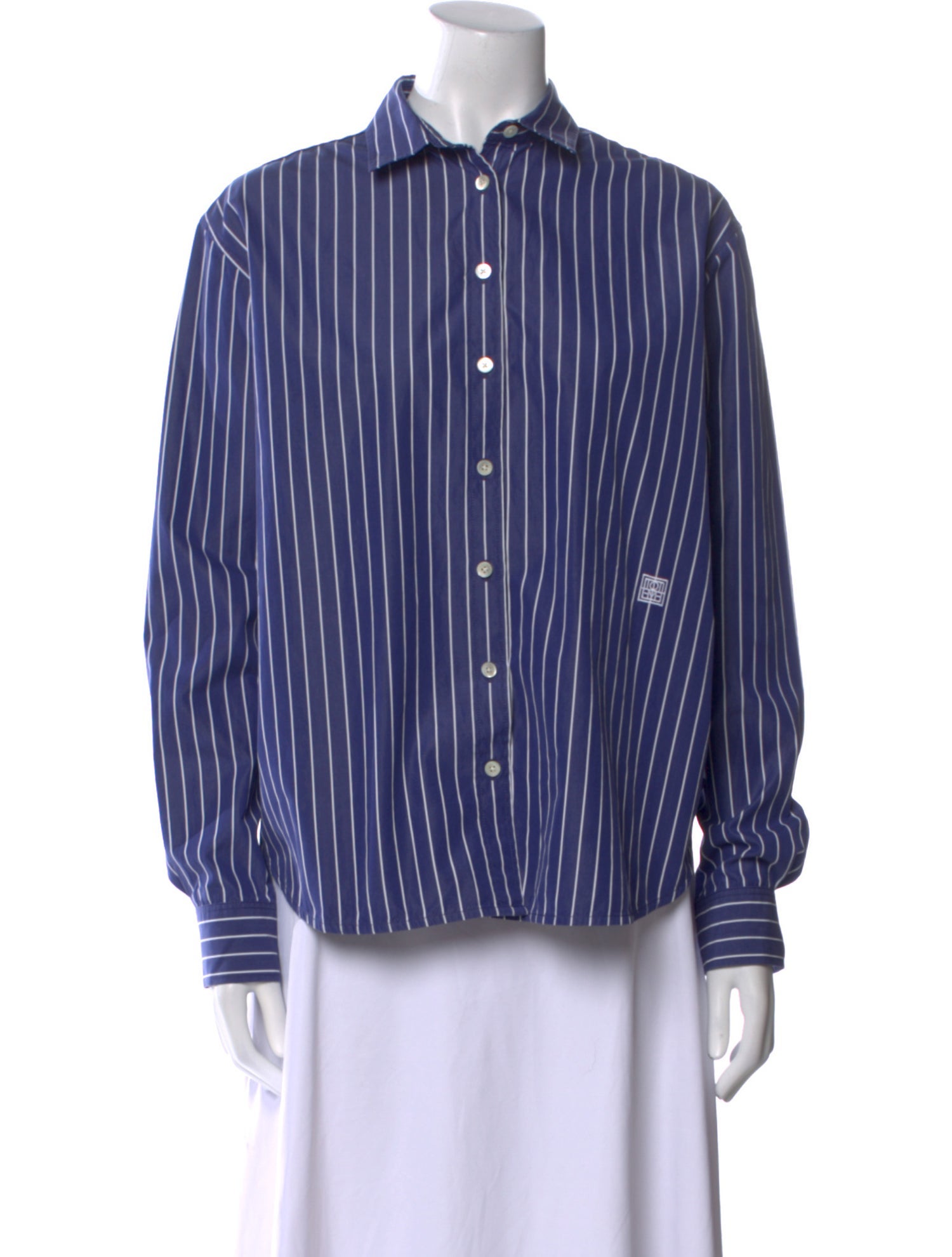 TOTEME Striped Long Sleeve Button-Up Top