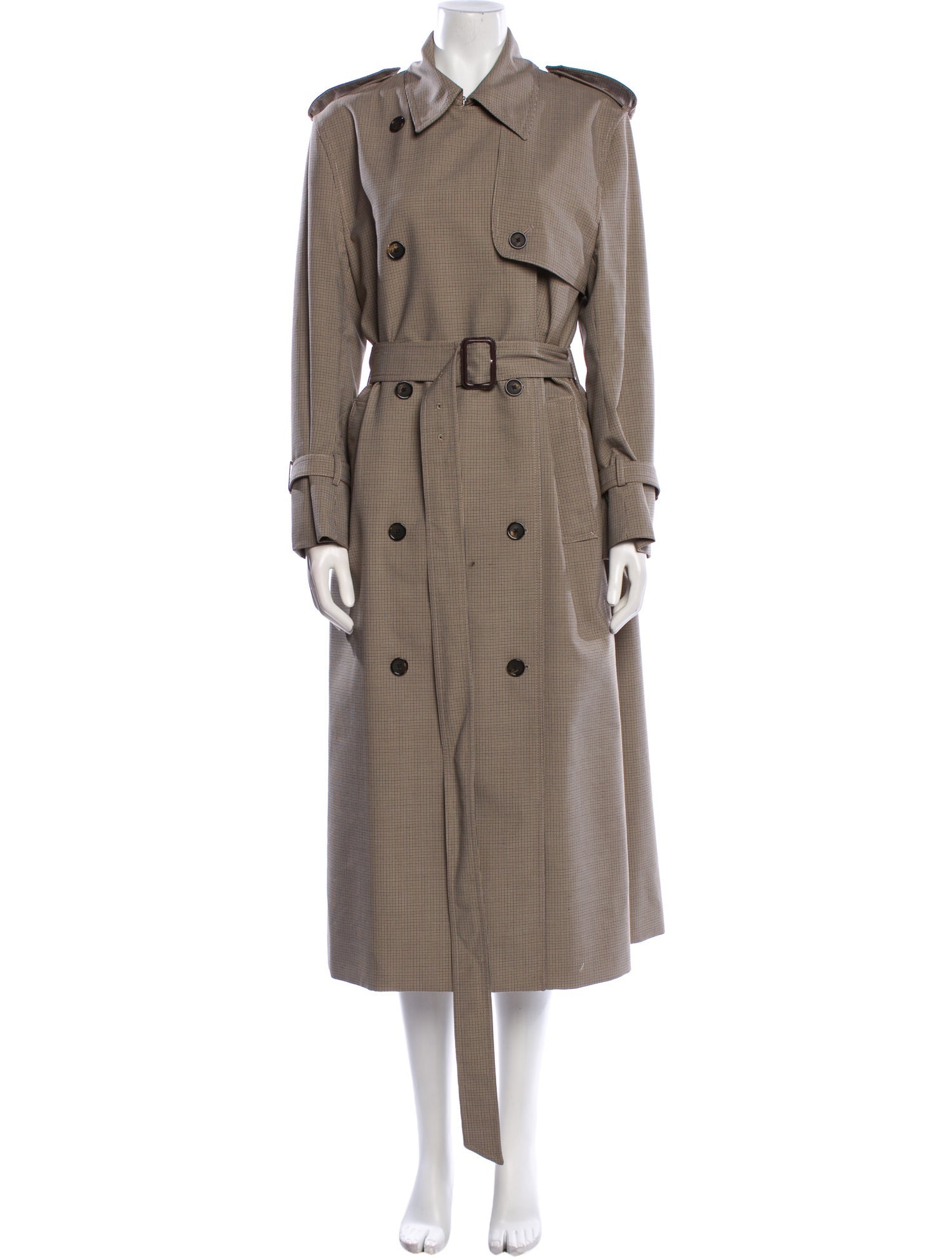 TOTEME Houndstooth Plaid Print Trench Coat