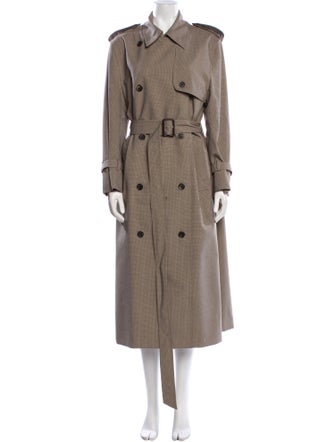 TOTEME Houndstooth Plaid Print Trench Coat