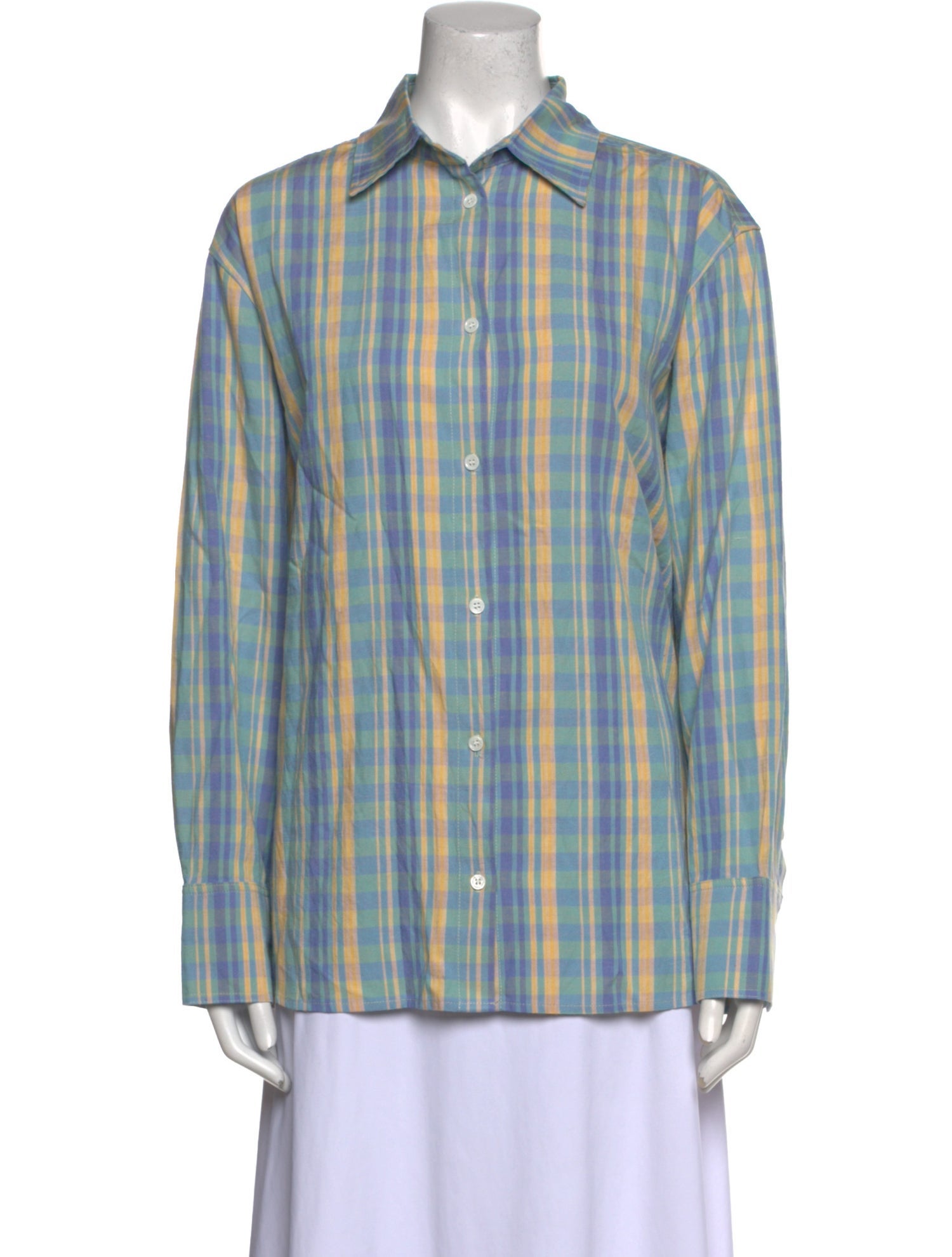 TOTEME Plaid Print Long Sleeve Button-Up Top