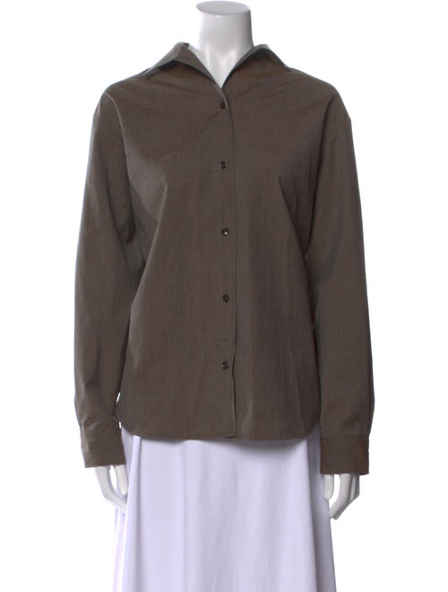 TOTEME Wool Long Sleeve Button-Up Top