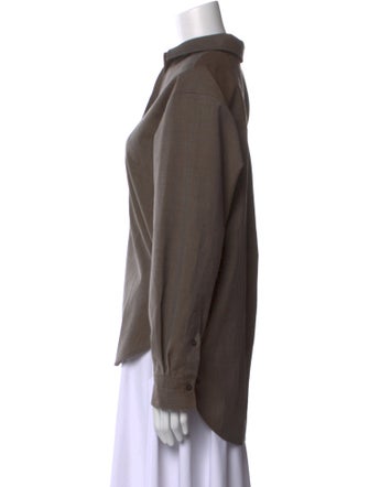 TOTEME Wool Long Sleeve Button-Up Top