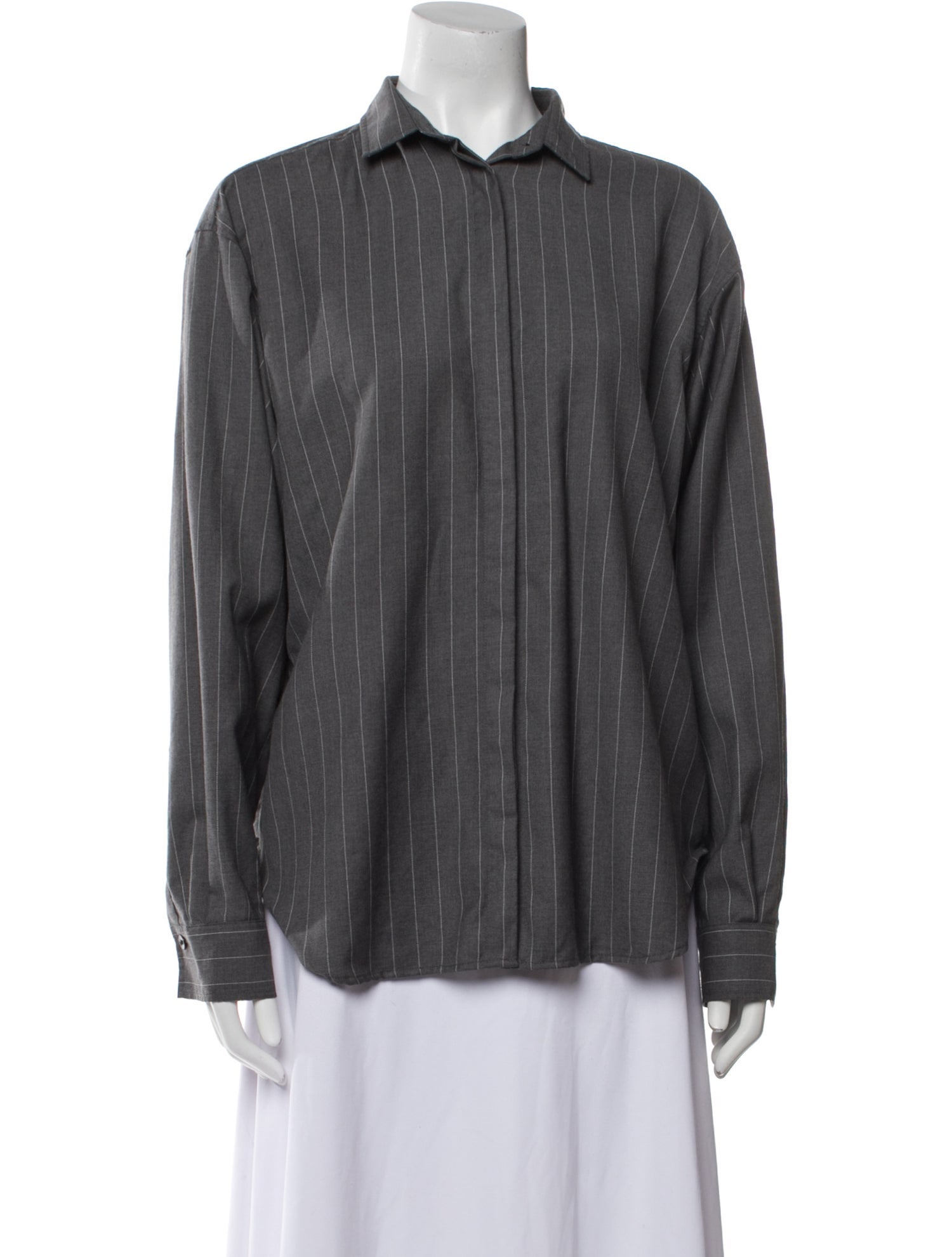 TOTEME Wool Striped Button-Up Top