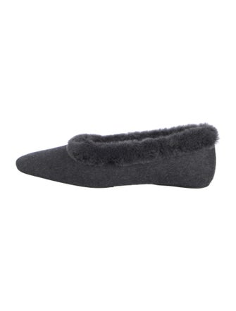 TOTEME Wool Faux Fur Trim Flats