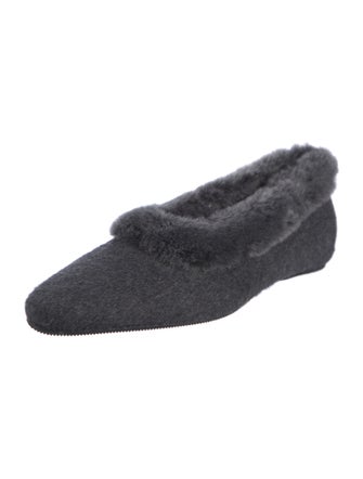 TOTEME Wool Faux Fur Trim Flats
