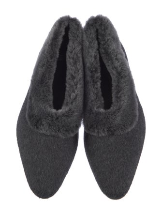 TOTEME Wool Faux Fur Trim Flats
