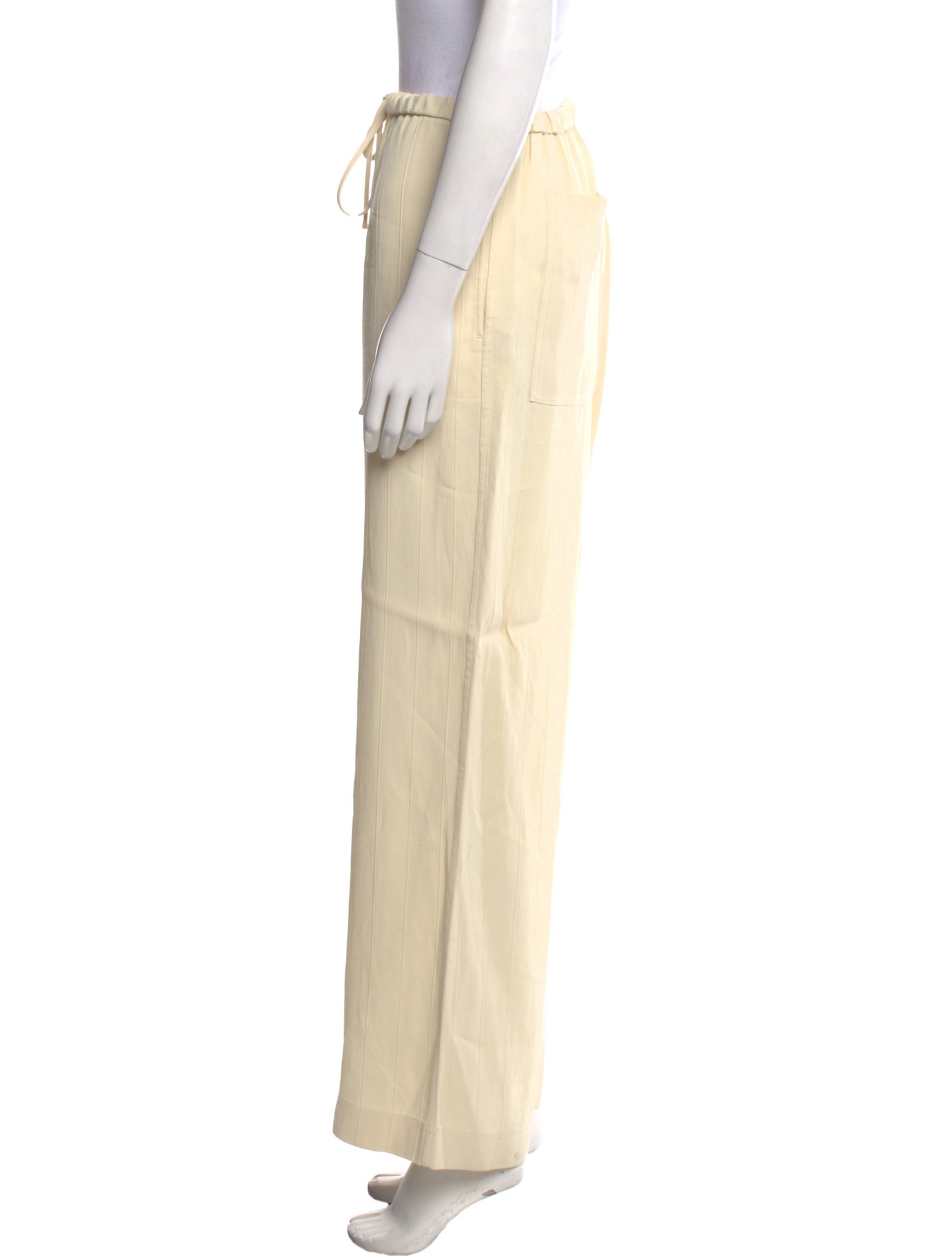 TOTEME Woven Stripe Drawstring Trousers Wide Leg Pants