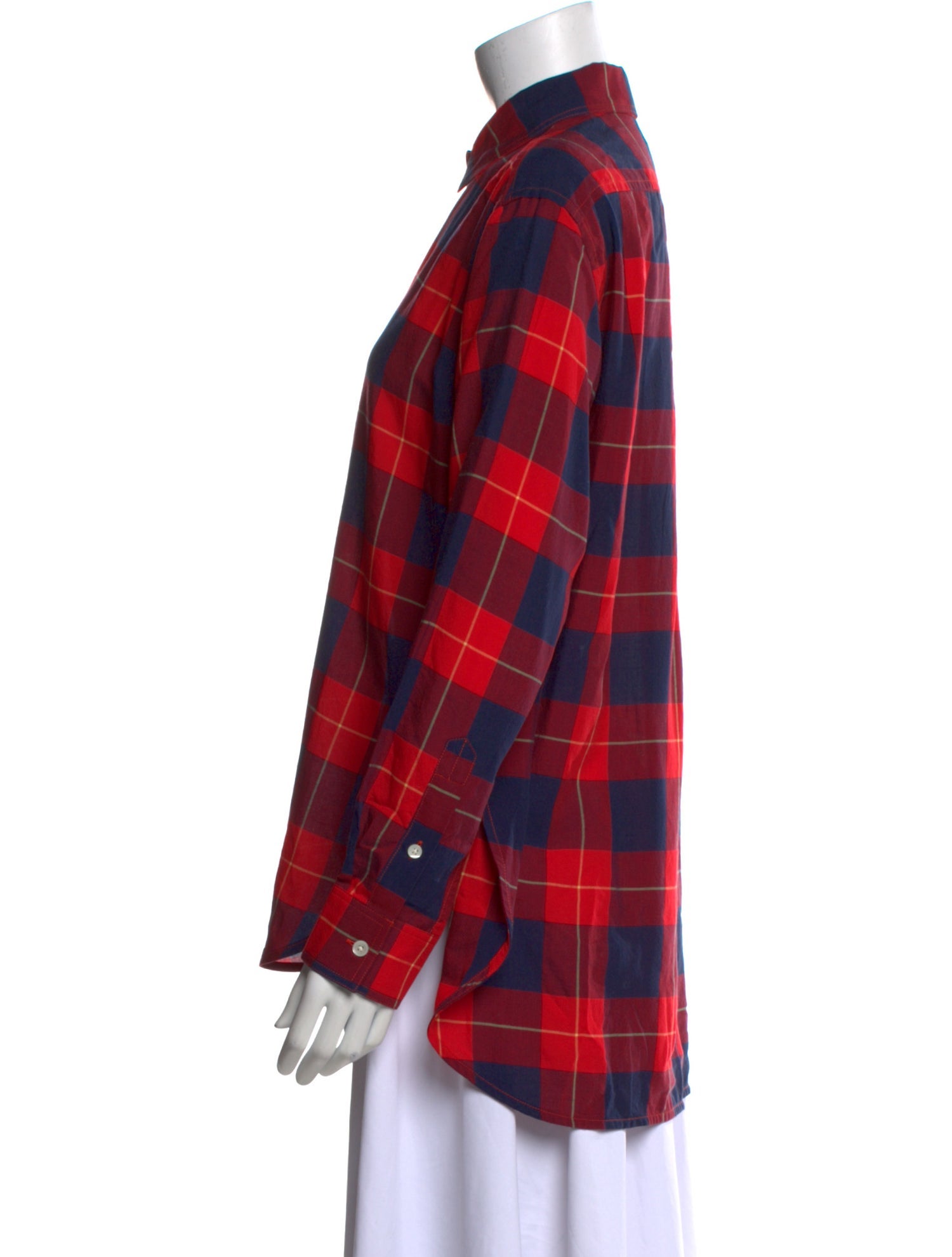 TOTEME Plaid Print Long Sleeve Button-Up Top