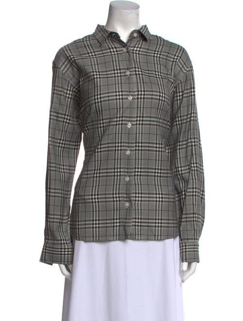 TOTEME Plaid Print Long Sleeve Button-Up Top