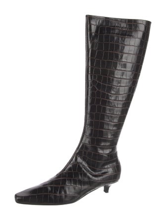 TOTEME Embossed Leather Animal Print Rain Boots