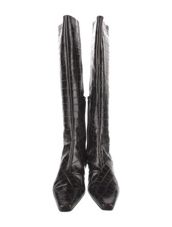 TOTEME Embossed Leather Animal Print Rain Boots