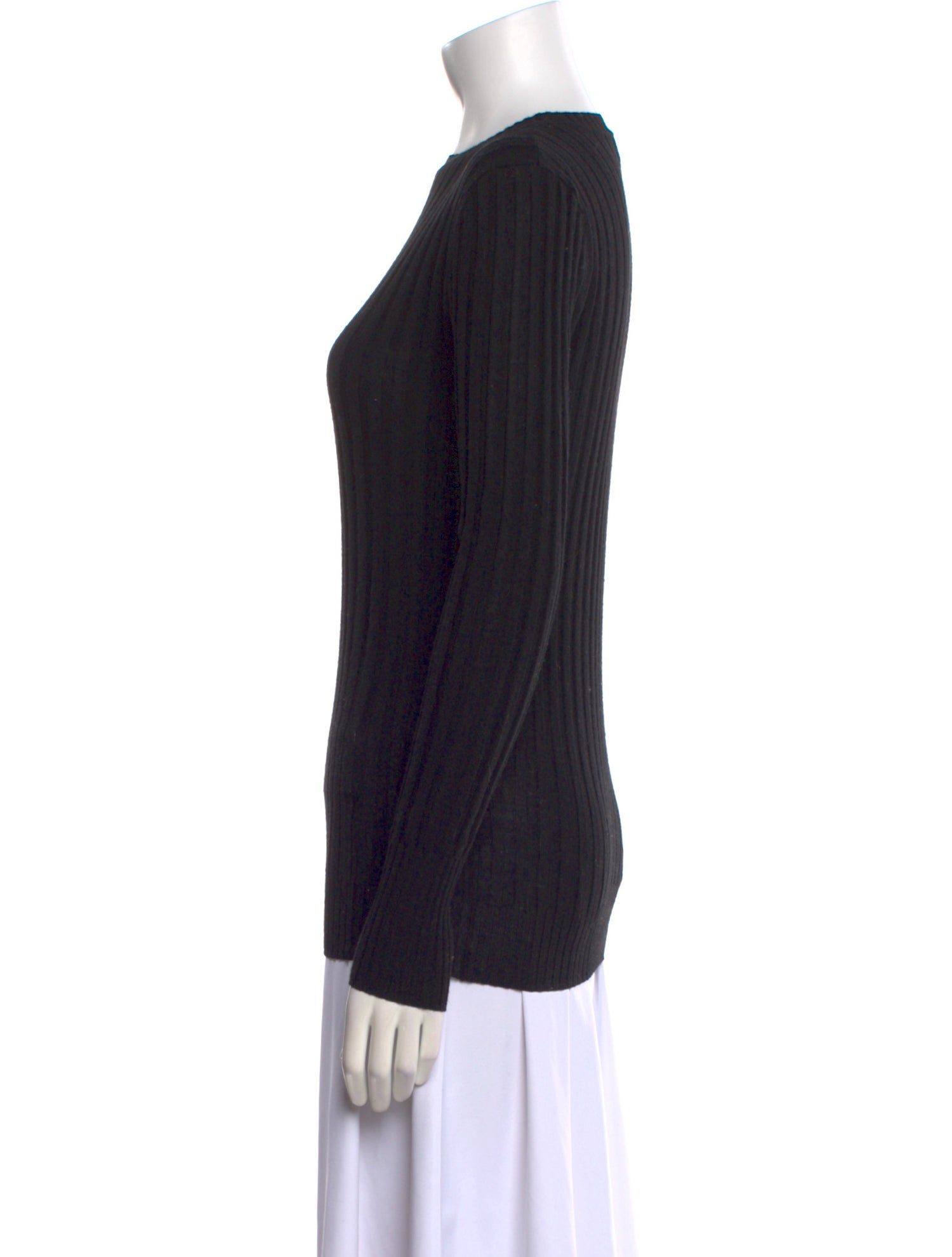 TOTEME Round Neck Ribbed Wool Knit Wool Sweater