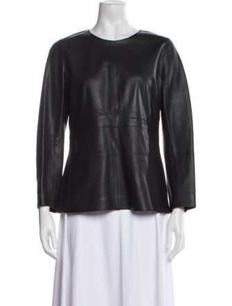 TOTEME Leather Scoop Neck Blouse