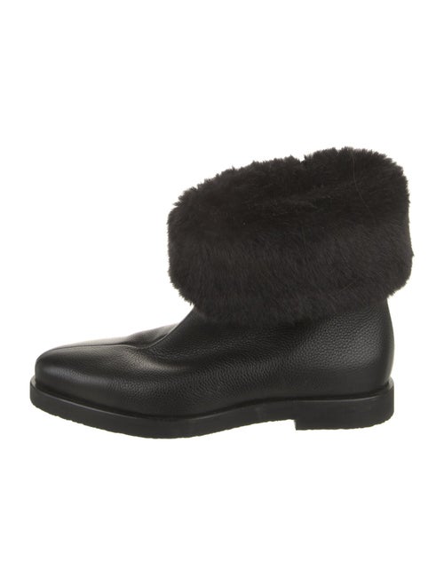 TOTEME Leather Fur Trim Western Boots