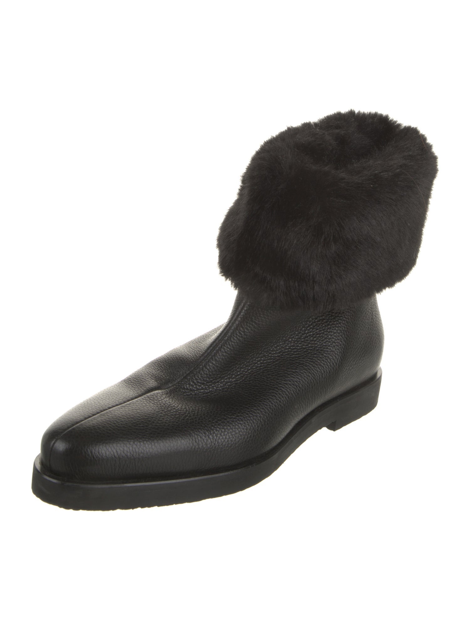 TOTEME Leather Fur Trim Western Boots