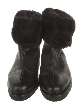 TOTEME Leather Fur Trim Western Boots