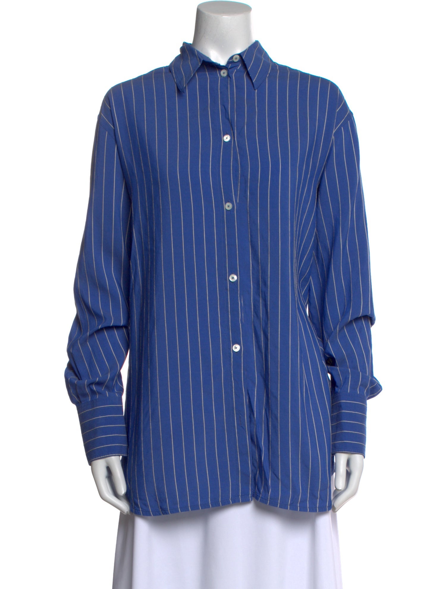 TOTEME Striped Long Sleeve Button-Up Top