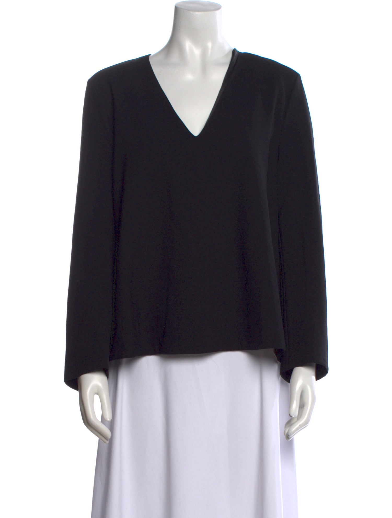 TOTEME Structured Wool Crepe Top V-Neck Blouse