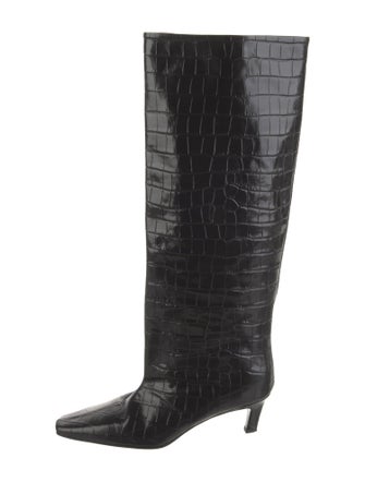 TOTEME Embossed Leather Animal Print Boots