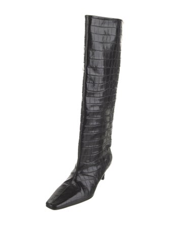 TOTEME Embossed Leather Animal Print Boots