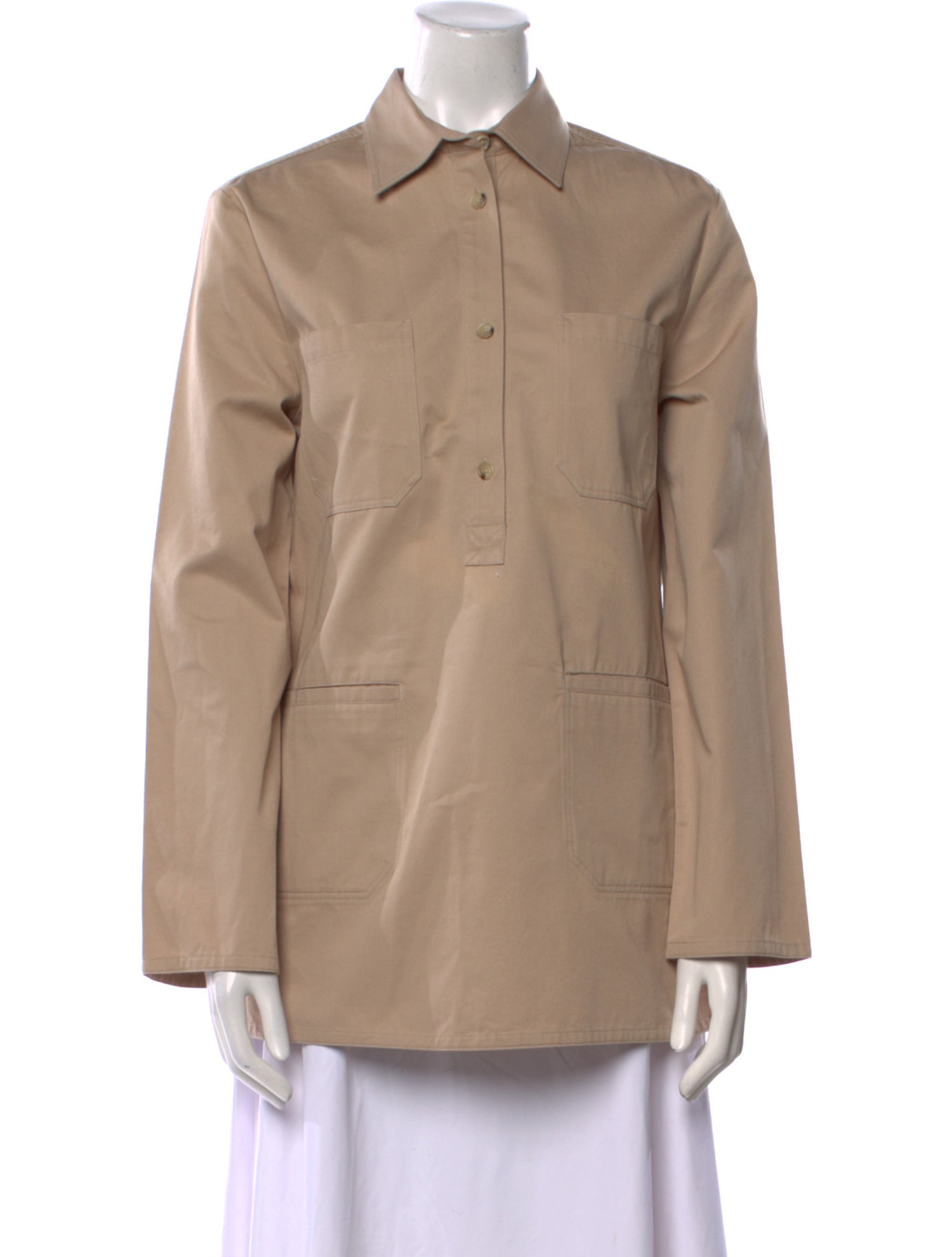 TOTEME Twill Pocket Long Sleeve Button-Up Top