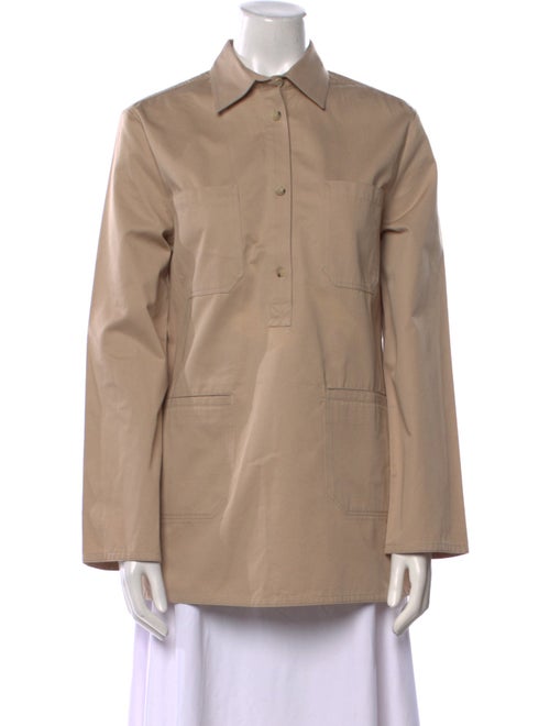 TOTEME Twill Pocket Long Sleeve Button-Up Top