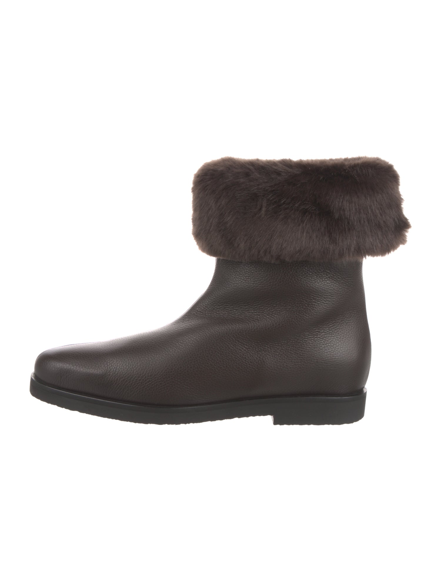 TOTEME Leather Fur Trim Boots