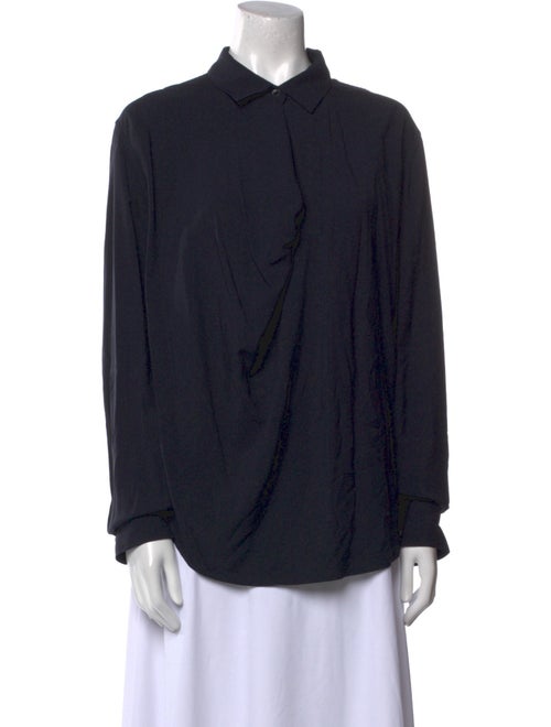 TOTEME Drape-Front Long Sleeve Button-Up Top