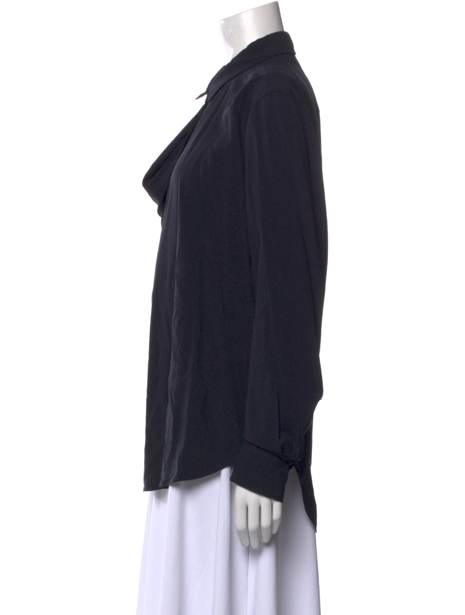 TOTEME Drape-Front Long Sleeve Button-Up Top