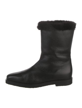 TOTEME Leather Faux Fur Trim Boots