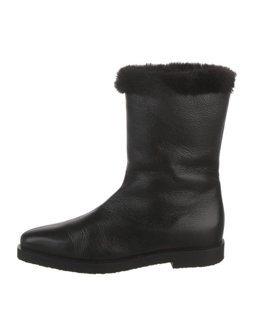 TOTEME Leather Faux Fur Trim Boots