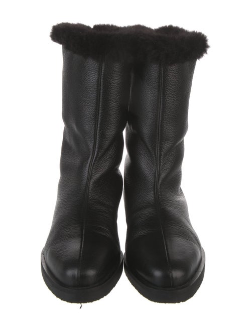 TOTEME Leather Faux Fur Trim Boots
