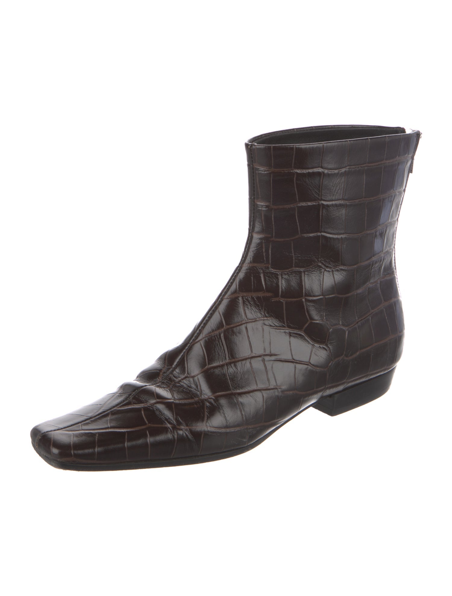 TOTEME Embossed Leather Animal Print Boots