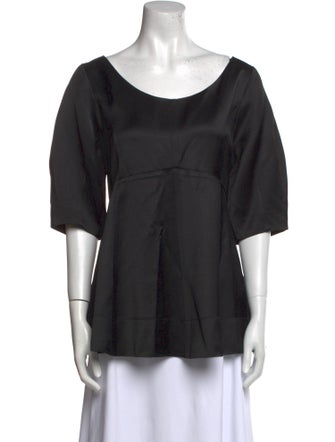 TOTEME Scoop Neck Three-Quarter Sleeve Blouse