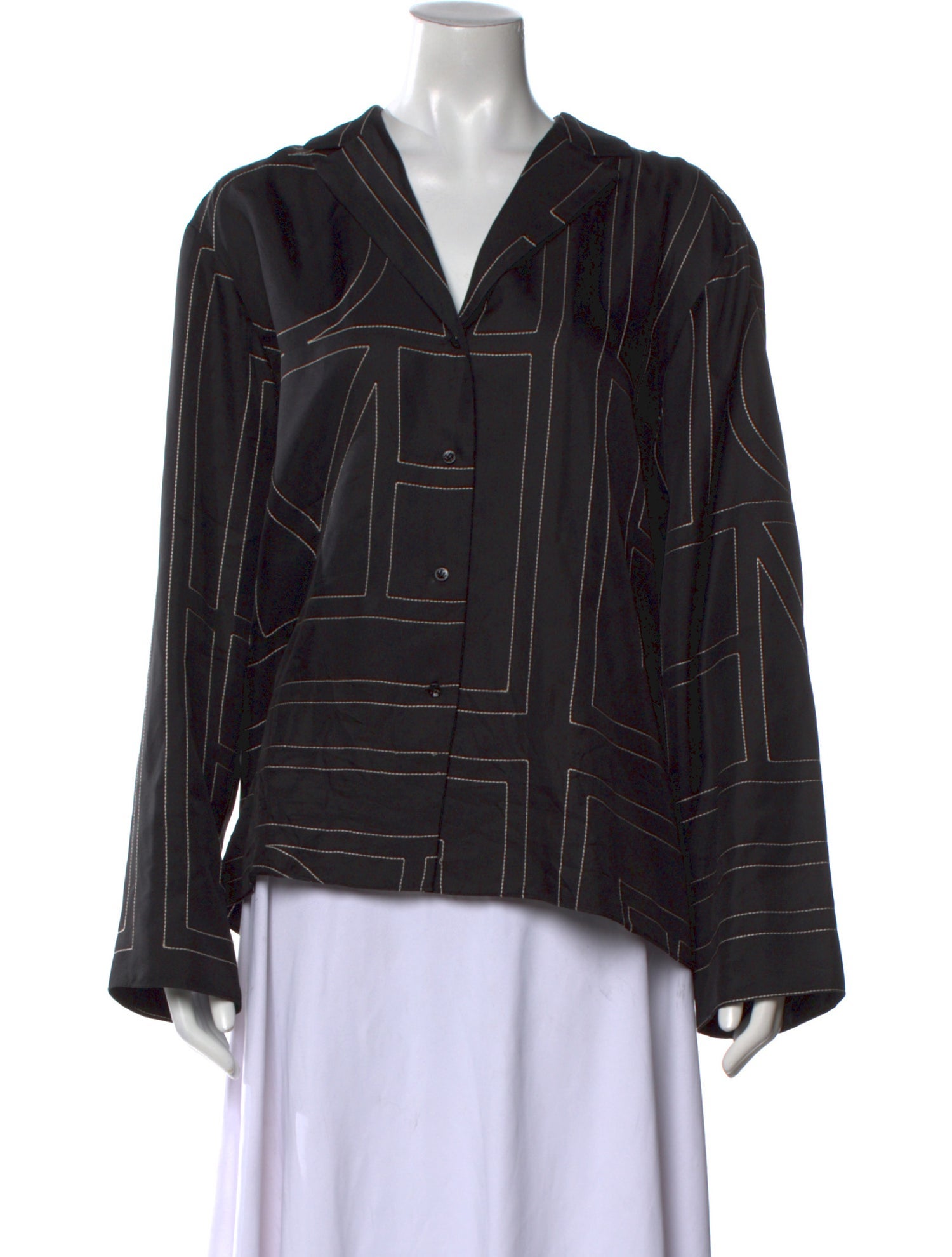 TOTEME Silk Embroidered Accent Pajamas