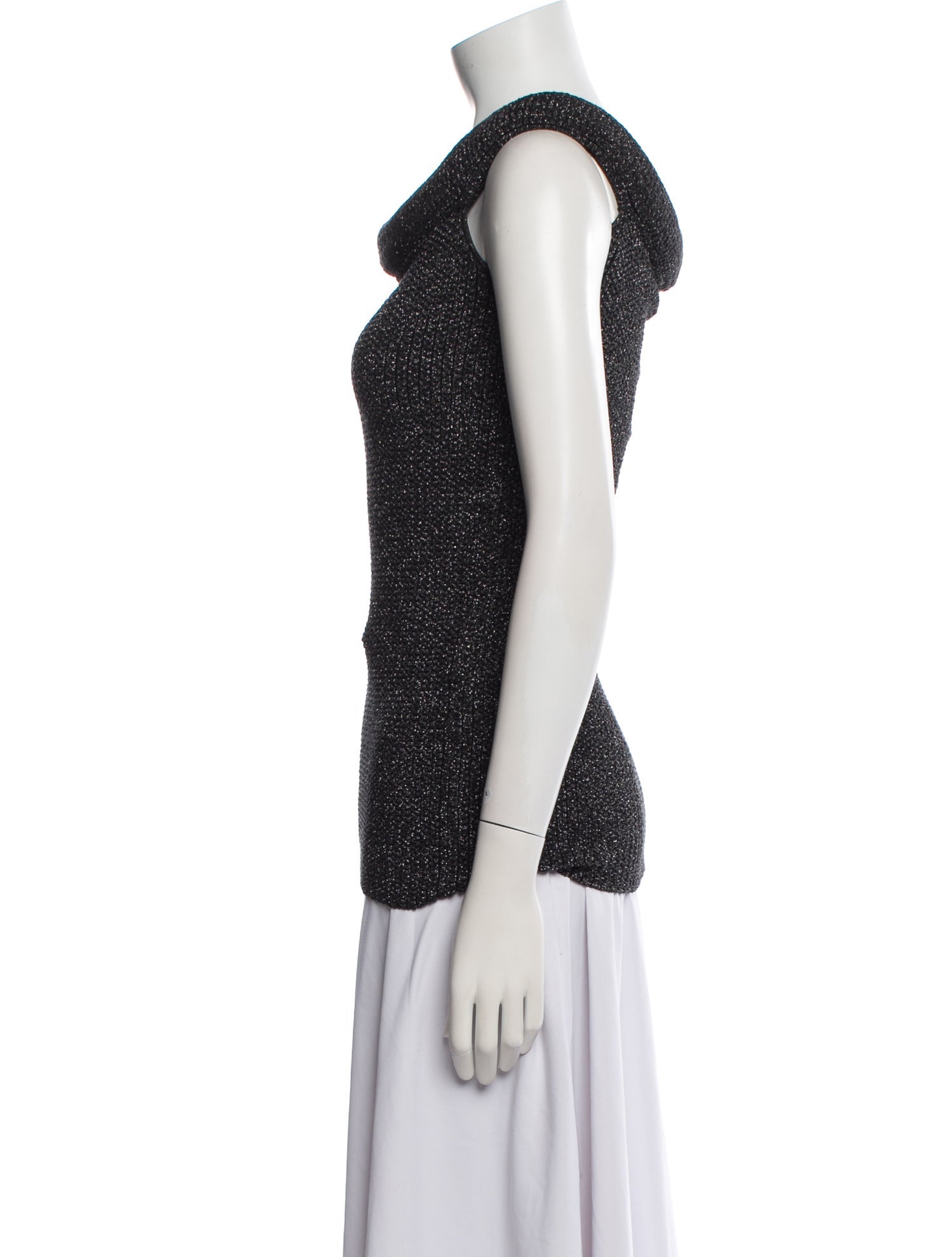 TOTEME Off-Shoulder Roll Knit Top Scoop Neck Top