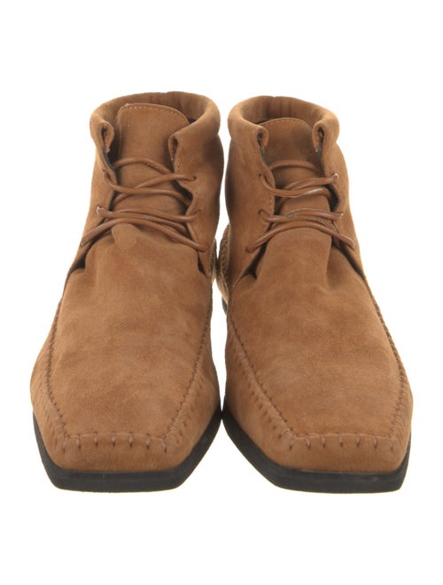 TOTEME Suede Leather Trim Embellishment Lace-Up Boots