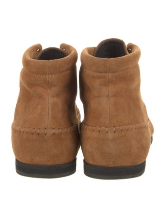 TOTEME Suede Leather Trim Embellishment Lace-Up Boots