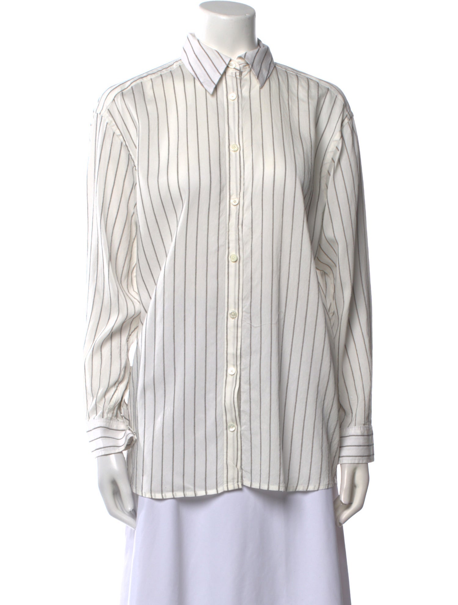 TOTEME 2025 Classic Stripe 'Oyster' Button-Up Top