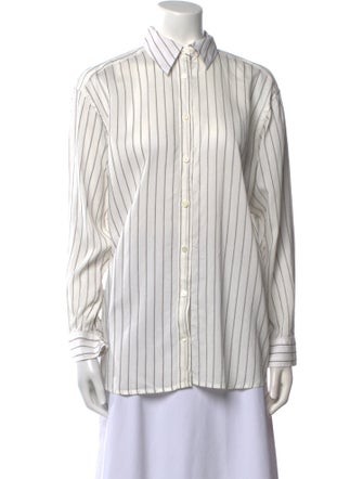 TOTEME 2025 Classic Stripe 'Oyster' Button-Up Top