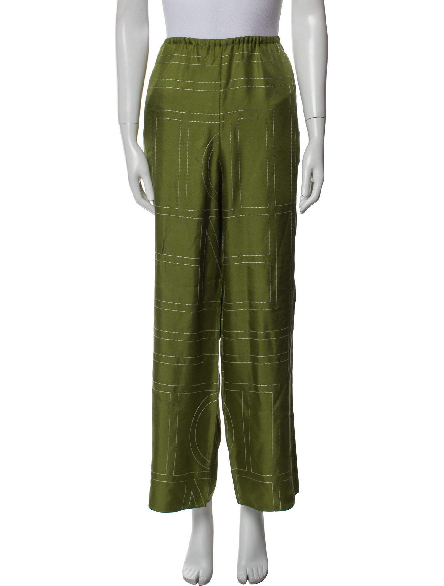 TOTEME Silk Embroidered Accent Pajamas