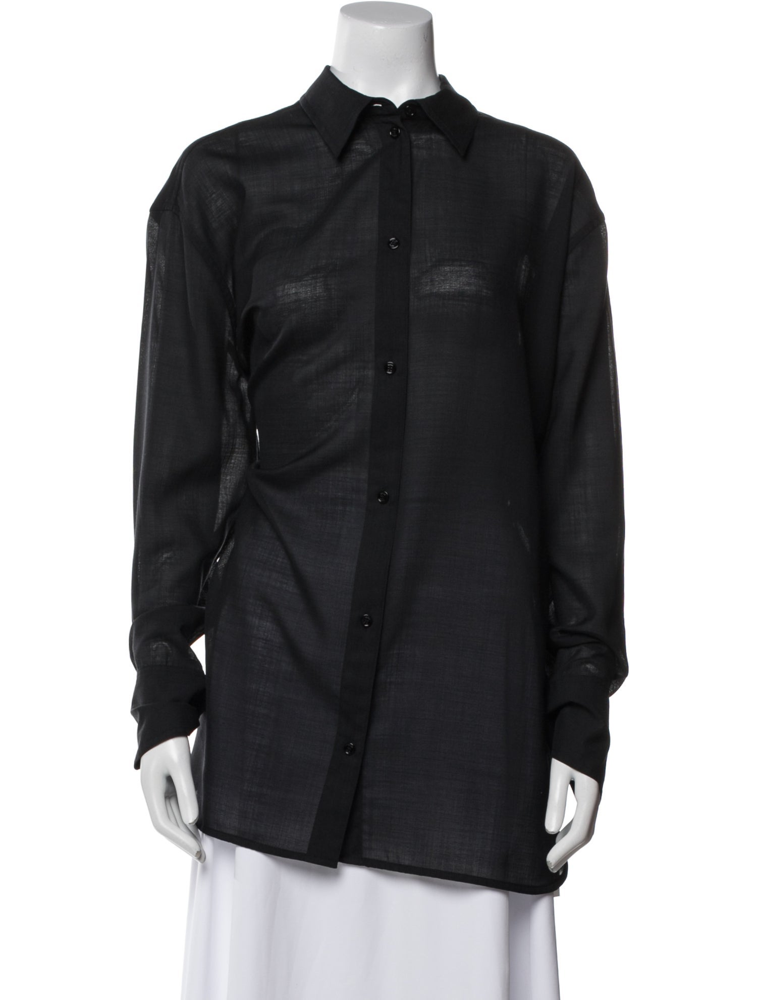 TOTEME Wool Long Sleeve Button-Up Top