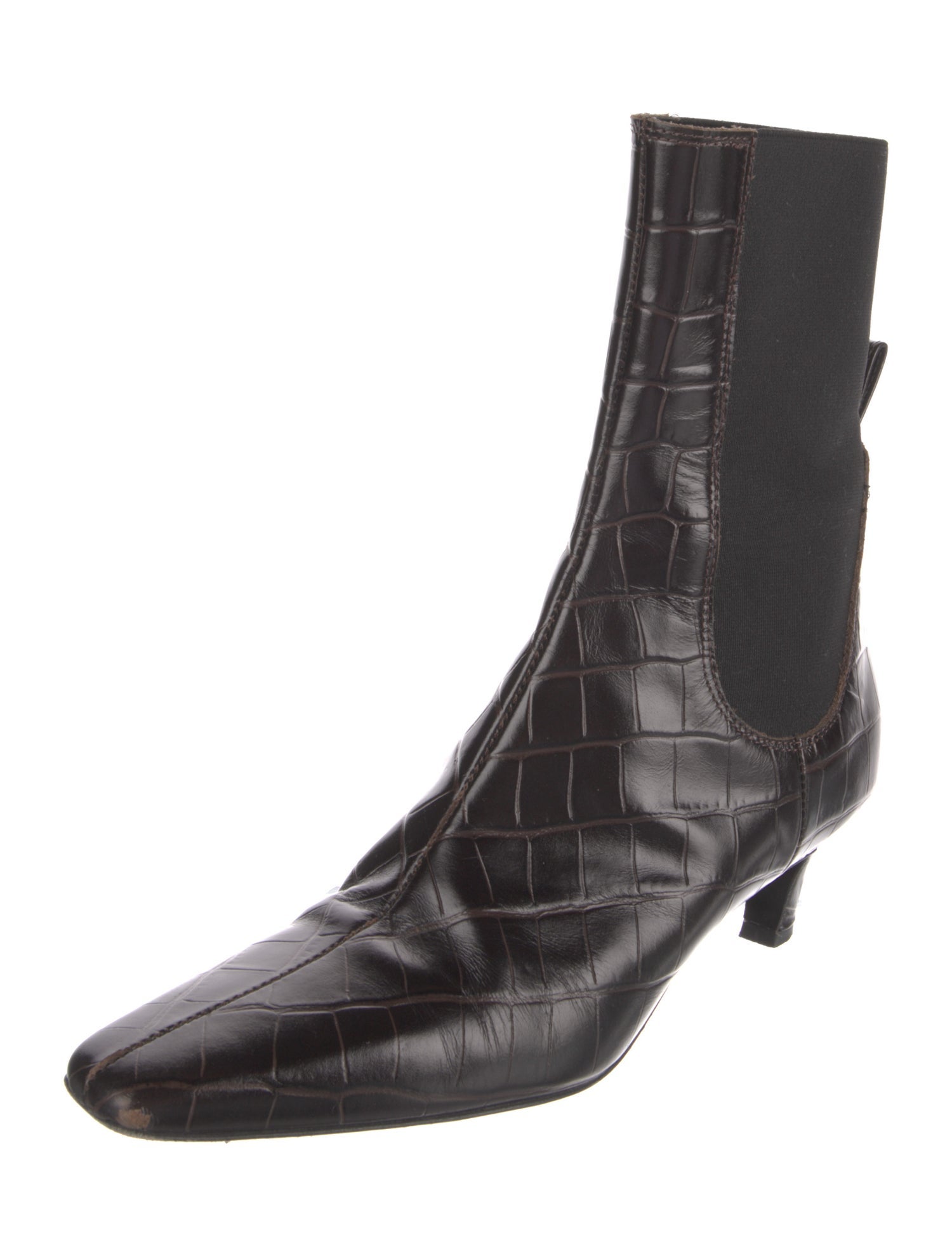 TOTEME Embossed Leather Animal Print Chelsea Boots