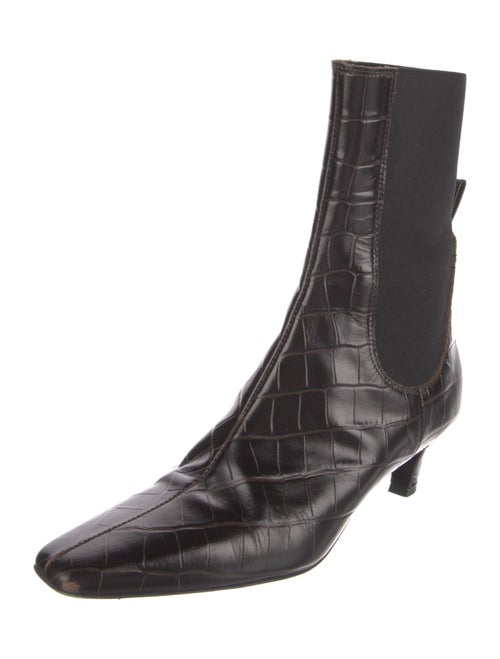 TOTEME Embossed Leather Animal Print Chelsea Boots