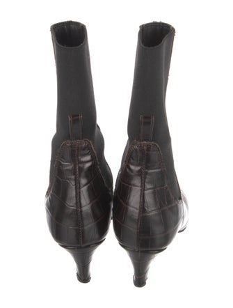 TOTEME Embossed Leather Animal Print Chelsea Boots