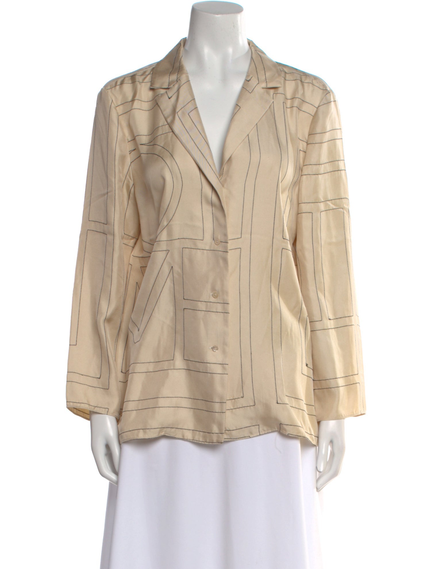 TOTEME V-Neck Long Sleeve Button-Up Top