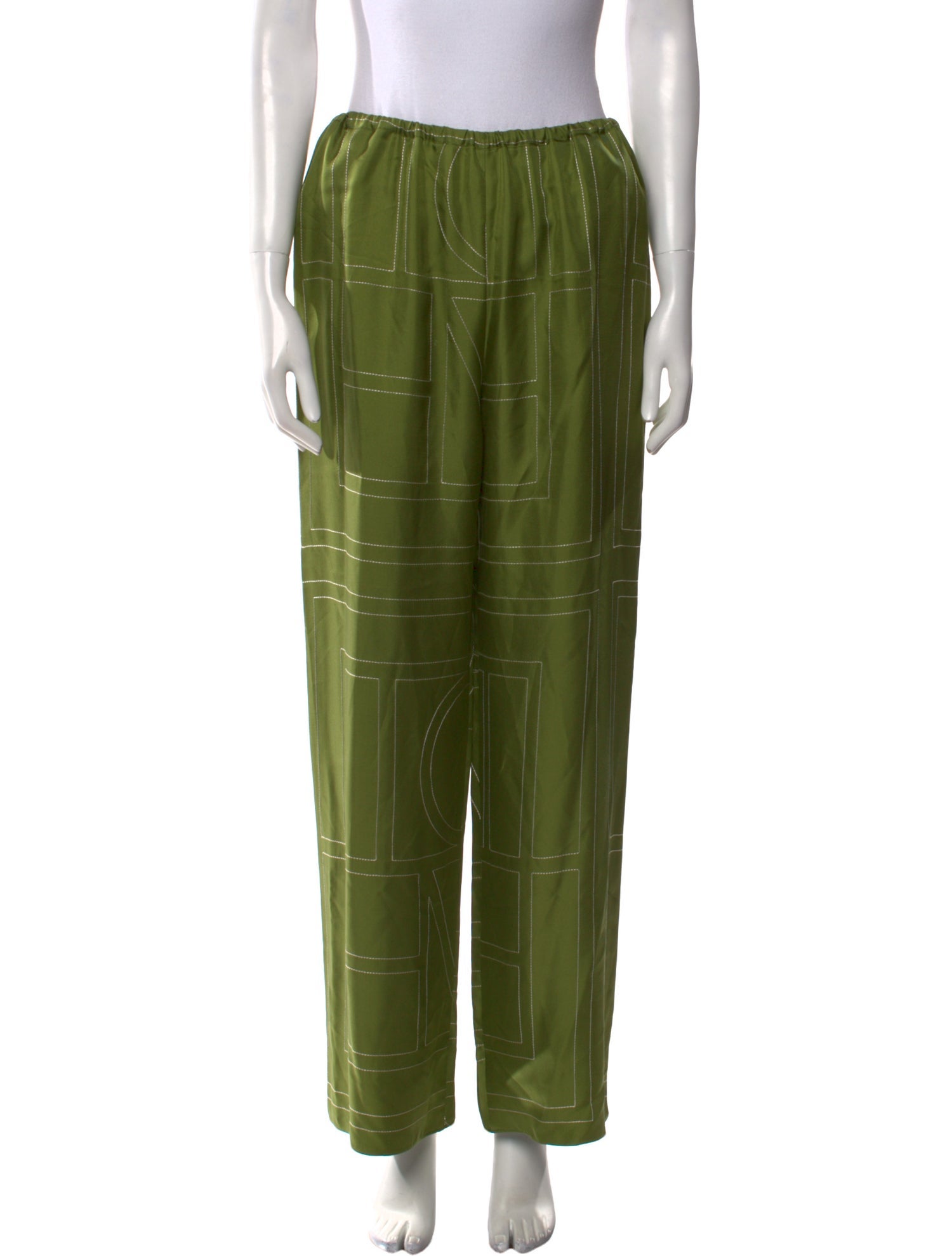 TOTEME Monogram Silk PJ Bottoms Wide Leg Pants