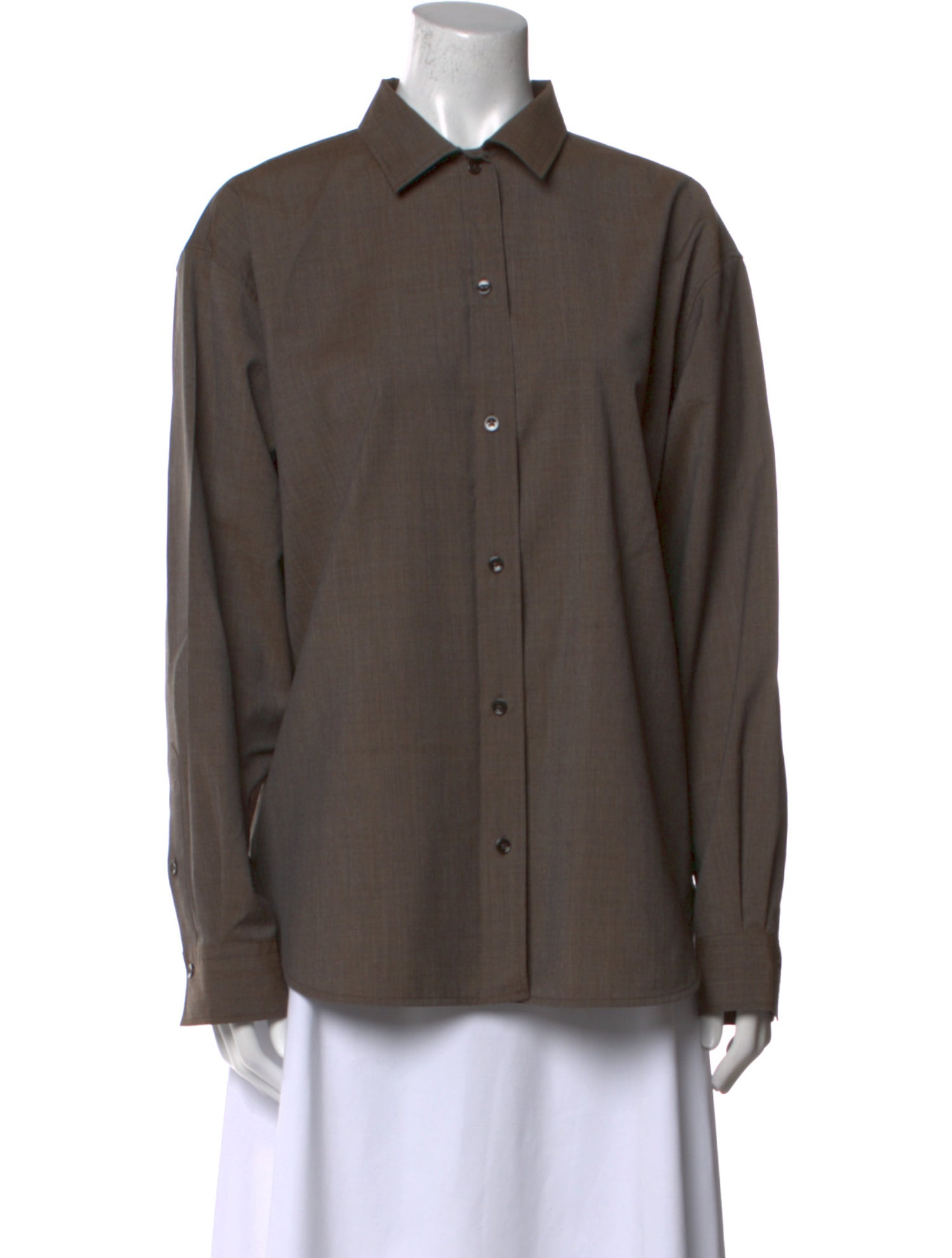 TOTEME Wool Long Sleeve Button-Up Top