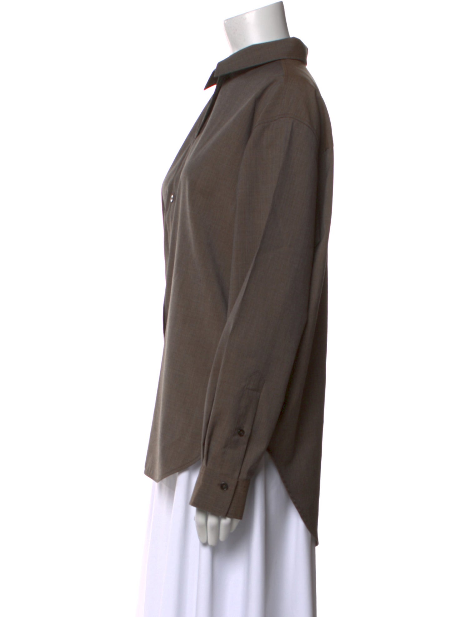 TOTEME Wool Long Sleeve Button-Up Top